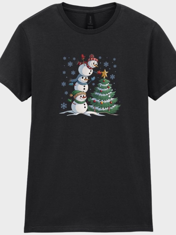 womens tshirt christmas snowman flat