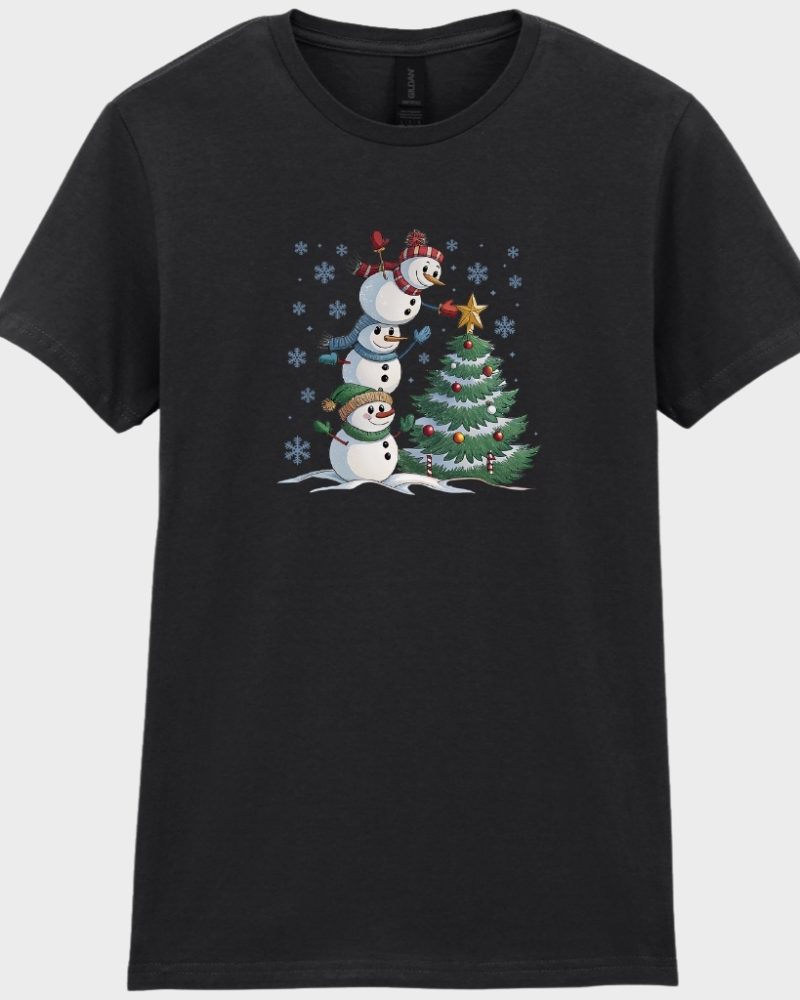 womens tshirt christmas snowman flat