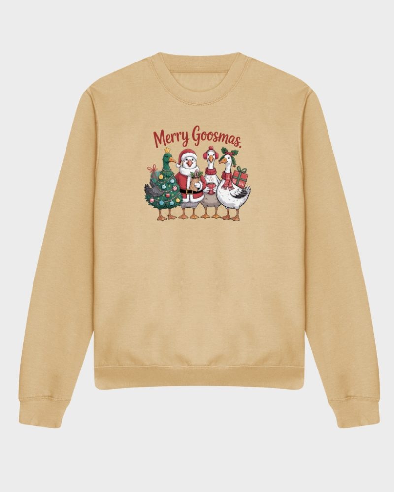 merry goosmas unisex sweatshirt desert sand