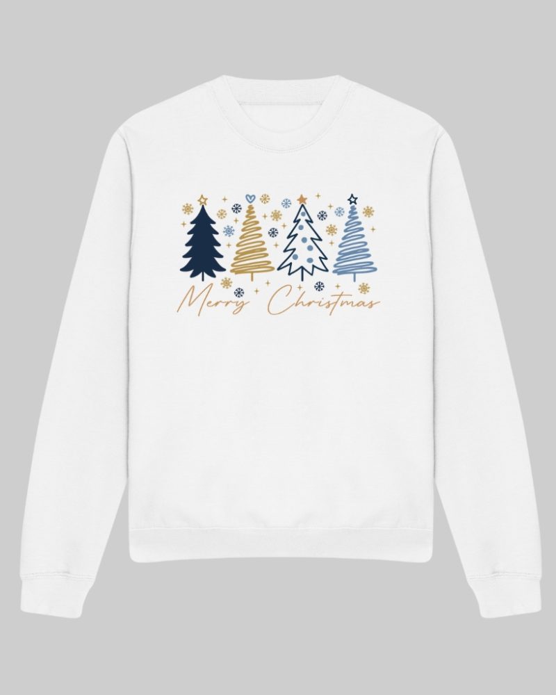 merry christmas pine trees white unisex sweatshirt