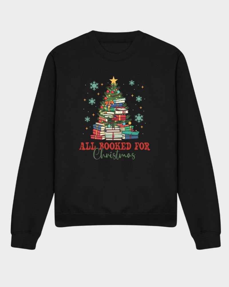 booked for christmas black sweatshirt