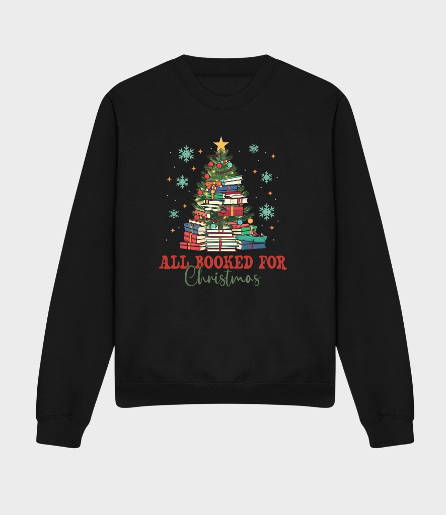 booked for christmas black sweatshirt